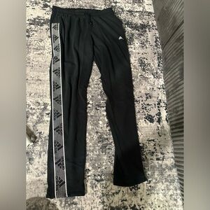 adidas Black Track Pants with Gray Logo Side Tape